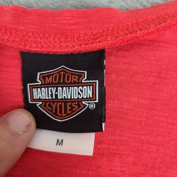 Harley Davidson Women's Size Medium Long Sleeve Shirt Red Des Moines Iowa Harley - Picture 4 of 11